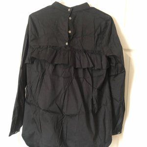 Waverly Grey- Black Ruffled Long Sleeve Blouse